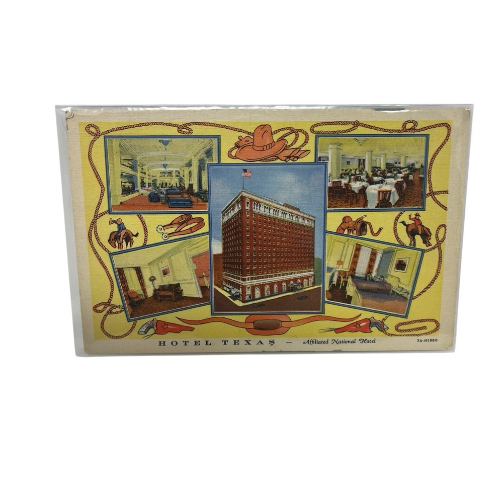 Hotel Texas  Forth Worth Texas Vintage‎ Curteich Chicago Linen Postcard